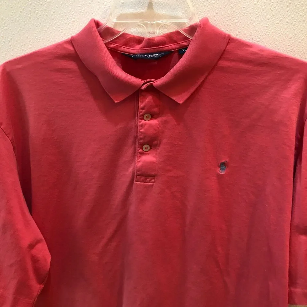 Ralph Lauren Polo Golf Mens Large Pink Pima Cotton Preppy Polo Shirt Size L